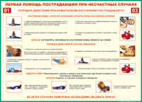 Таблица "Порядок действий при коматозном состоянии пострадавшего" (100х140 сантиметров, винил) - fgospostavki.ru - Тула