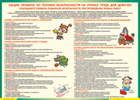 Таблица "Правила безопасности на уроках труда для девочек" (100х140 сантиметров, винил) - fgospostavki.ru - Тула