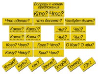 Набор магнитных карточек "Вопросы к членам предложения" (фон жёлтый) - fgospostavki.ru - Тула