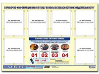 Стенд информационный "Основы безопасности жизнедеятельности" (80*110, 6 карманов) - fgospostavki.ru - Тула