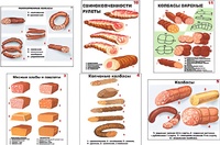 Плакаты ПРОФТЕХ "Ассортимент колбасной и мясной продукции" (11 пл, винил, 70х100) - fgospostavki.ru - Тула