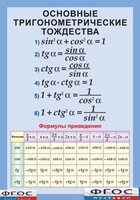Таблица "Основные тригонометрические тождества. Формулы приведения" (винил) - fgospostavki.ru - Тула