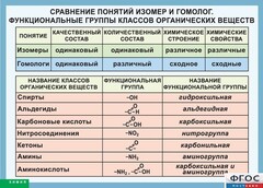Таблица. Сравнение понятий изомер и гомолог. Функциональные группы классов органических веществ. - fgospostavki.ru - Тула