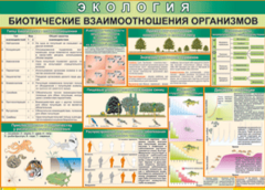 Таблица "Биотические взаимоотношения организмов" (100х140 сантиметров, винил) - fgospostavki.ru - Тула