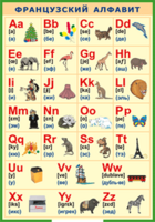 Таблица "Французский алфавит в картинках (с транскрипцией)" (100х140 сантиметров, винил) - fgospostavki.ru - Тула