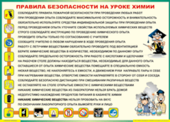 Таблица "Правила безопасности на уроке химии" (100х140 сантиметров, винил) - fgospostavki.ru - Тула