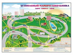 Магнитно-маркерная доска "Безопасный маршрут школьника (дом – школа – дом)" с комплектом тематических магнитов - fgospostavki.ru - Тула