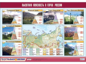 Таблица демонстрационная "Высотная поясность в горах России" (винил 70*100) - fgospostavki.ru - Тула