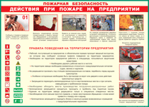 Таблица "Действия при пожаре на предприятии" (100х140 сантиметров, винил) - fgospostavki.ru - Тула