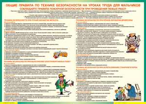 Таблица "Правила безопасности на уроках труда для мальчиков" (100х140 сантиметров, винил) - fgospostavki.ru - Тула