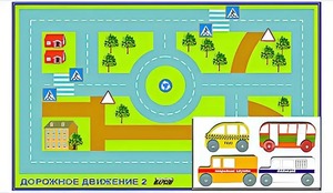 Игровой коврик "Дорожное движение - 2" с набором транспортных средств - fgospostavki.ru - Тула