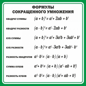 Стенд "Формулы сокращенного умножения" Вариант 2 - fgospostavki.ru - Тула