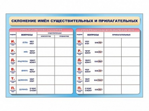 Фрагмент (демонстрационный) маркерный (двухсторонний) "Склонение имен существительных и прилагательных" - fgospostavki.ru - Тула