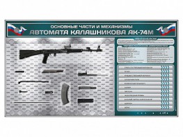 Электрифицированный стенд "Основные части и механизмы автомата Калашникова АК-74М" с полноразмерными, оригинальными макетами деталей и механизмов под стеклом - fgospostavki.ru - Тула