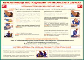 Таблица "Порядок действий при внезапной смерти" (100х140 сантиметров, винил) - fgospostavki.ru - Тула