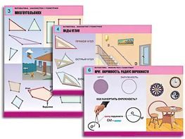 Комплект таблиц "Математика. Знакомство с геометрией" (6 таблиц, формат А1, ламинированные) - fgospostavki.ru - Тула