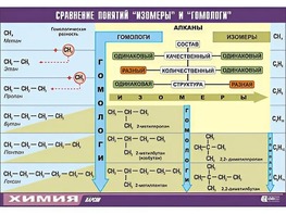 Таблица демонстрационная "Сравнение понятий изомер и гомолог" (винил 70x100) - fgospostavki.ru - Тула