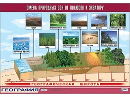 Таблица демонстрационная "Смена природных зон от полюсов к экватору" (винил 70*100) - fgospostavki.ru - Тула