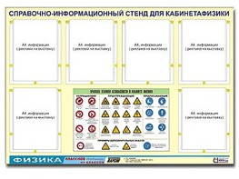 Стенд информационный "Правила техники безопасности в кабинете физики" (80х110, 6 карманов) - fgospostavki.ru - Тула