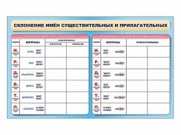 Фрагмент (демонстрационный) маркерный (двухсторонний) "Склонение имен существительных и прилагательных" - fgospostavki.ru - Тула